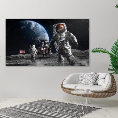 Πίνακας σε καμβά Αστροναύτες 160x90 Τελαρωμένος καμβάς σε ξύλο με πάχος 2cm