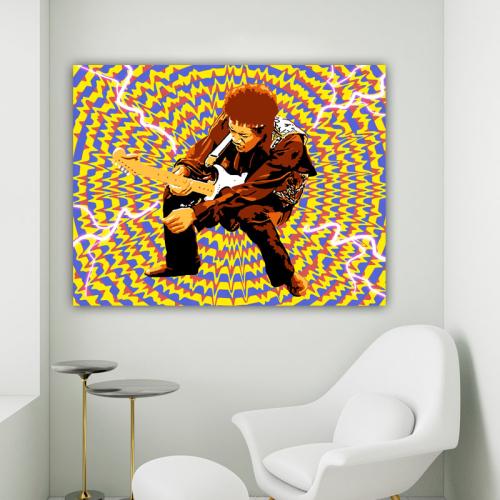 Πίνακας σε καμβά Jimi Hendrix 156x120 Τελαρωμένος καμβάς σε ξύλο με πάχος 2cm