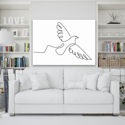 Πίνακας σε καμβά Line Art Dove 96x70 Τελαρωμένος καμβάς σε ξύλο με πάχος 2cm
