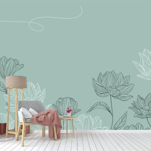 Ταπετσαρία τοίχου Green floral 240x160 Βινύλιο