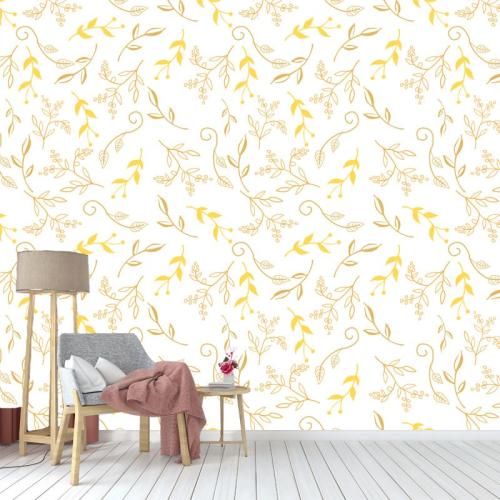Ταπετσαρία τοίχου Yellow floral 150x100 Ύφασμα