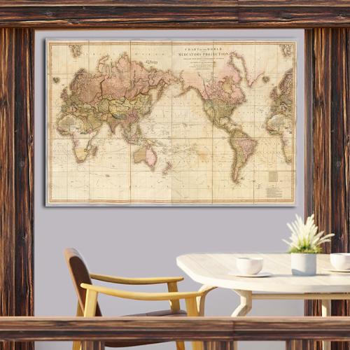Πίνακας σε καμβα vintage map 3 60x100 Τελαρωμένος καμβάς σε ξύλο με πάχος 2cm