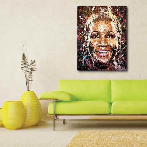 Πίνακας σε καμβά Aretha Franklin 60x79 Τελαρωμένος καμβάς σε ξύλο με πάχος 2cm