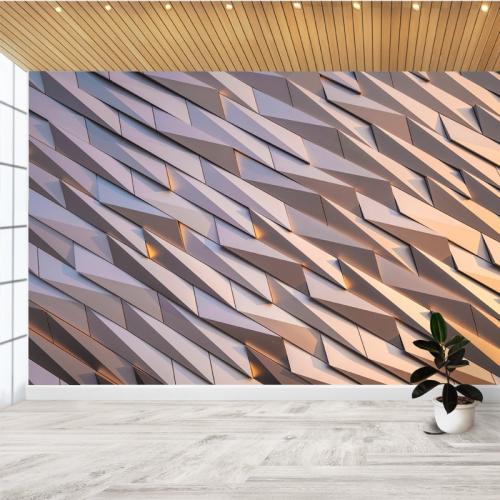 Ταπετσαρία τοίχου μοτίβο με 3D Τρίγωνα 180x120 Ύφασμα
