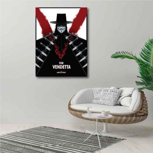 Πίνακας σε καμβά V for Vendetta 120x170 Τελαρωμένος καμβάς σε ξύλο με πάχος 2cm