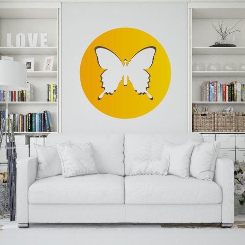 Αυτοκόλλητο τοίχου Circle with butterfly 60x60 Αυτοκόλλητα τοίχου