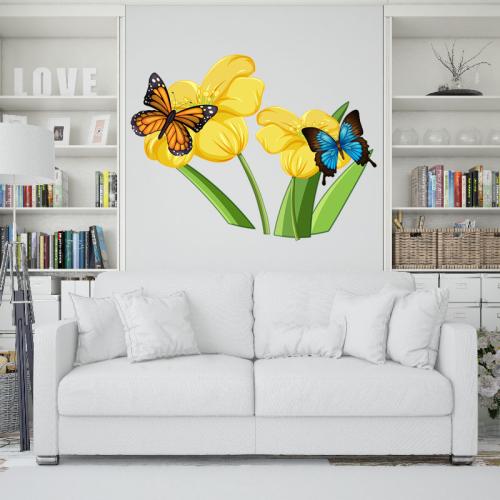Αυτοκόλλητο τοίχου Flowers and butterflies 92x70 Αυτοκόλλητα τοίχου