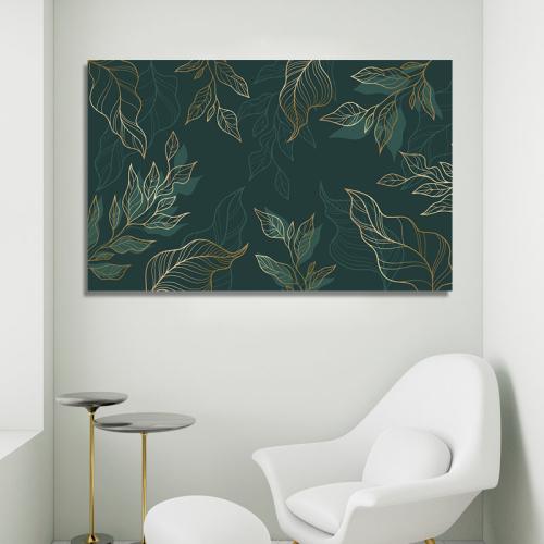 Πίνακας σε καμβά με Beige Leaves 135x90 Τελαρωμένος καμβάς σε ξύλο με πάχος 2cm