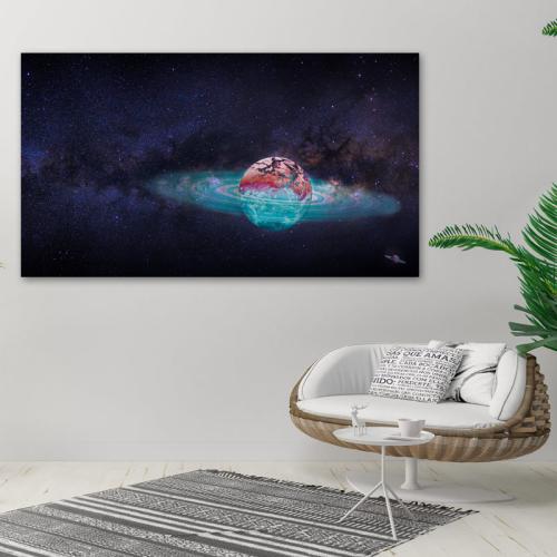 Πίνακας σε καμβά Πολύχρωμος Πλανήτης 106x60 Τελαρωμένος καμβάς σε ξύλο με πάχος 2cm