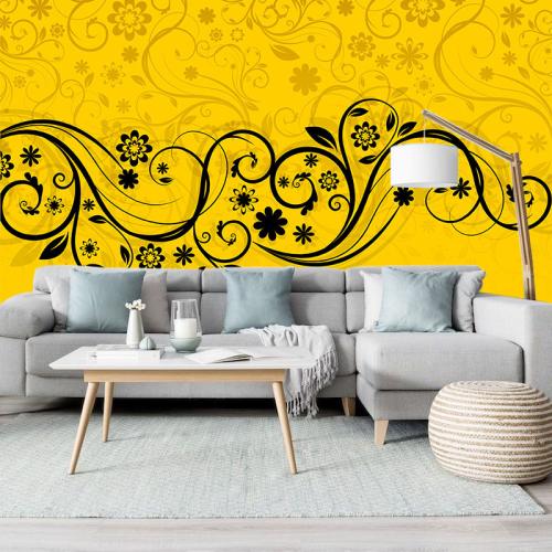Ταπετσαρία τοίχου Yellow Floral 180x180 Ύφασμα