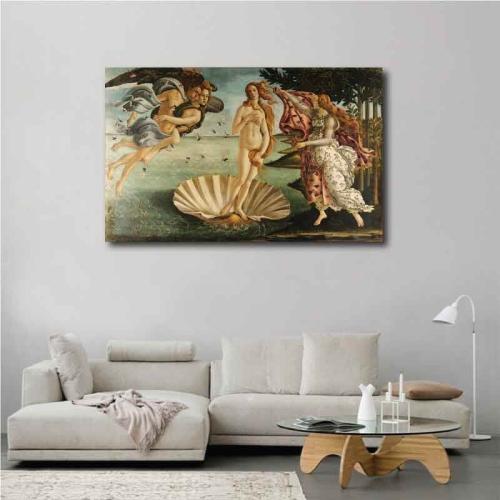 Πίνακας σε καμβά Sandro Botticelli - The Birth of Venus - 1485 144x90 Τελαρωμένος καμβάς σε ξύλο με πάχος 2cm