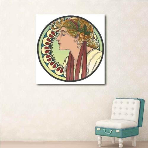 Πίνακας σε καμβά Woman in Circle 76x78 Τελαρωμένος καμβάς σε ξύλο με πάχος 2cm