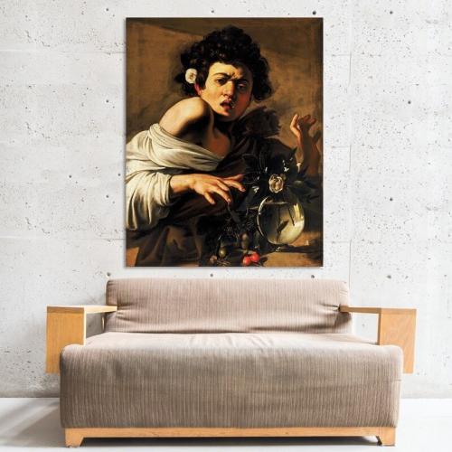 Πίνακας σε καμβά Caravaggio - Boy Bitten by a Lizard 40x50 Τελαρωμένος καμβάς σε ξύλο με πάχος 2cm