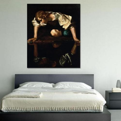 Πίνακας σε καμβά Caravaggio - Narcissus 60x73 Τελαρωμένος καμβάς σε ξύλο με πάχος 2cm