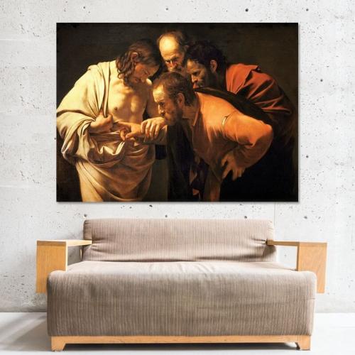 Πίνακας σε καμβά Caravaggio - The Incredulity of Saint Thomas 163x120 Τελαρωμένος καμβάς σε ξύλο με πάχος 2cm