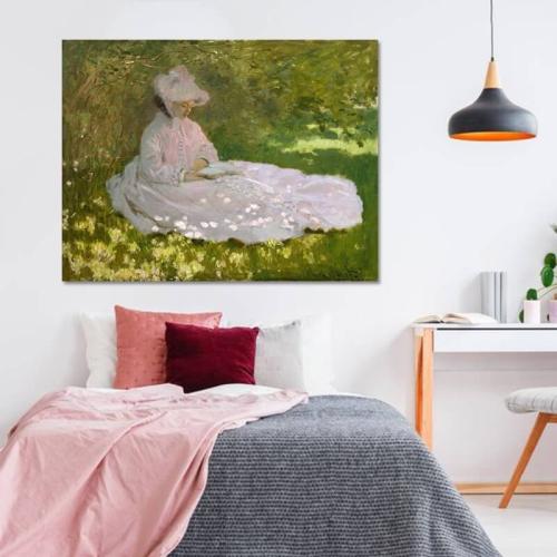 Πίνακας σε καμβά Claude Monet - Springtime 79x60 Τελαρωμένος καμβάς σε ξύλο με πάχος 2cm