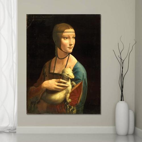 Πίνακας σε καμβά Leonardo da Vinci - Dama con l ermellino 120x162 Τελαρωμένος καμβάς σε ξύλο με πάχος 2cm