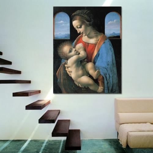 Πίνακας σε καμβά Leonardo da Vinci - Madonna Litta 100x128 Τελαρωμένος καμβάς σε ξύλο με πάχος 2cm