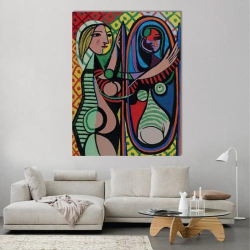 Πίνακας σε καμβά Picasso - Girl before A mirror 50x67 Τελαρωμένος καμβάς σε ξύλο με πάχος 2cm