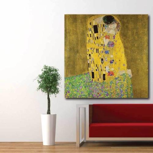 Πίνακας σε καμβά The kiss bacio-Gustav Klimt 75x75 Τελαρωμένος καμβάς σε ξύλο με πάχος 2cm