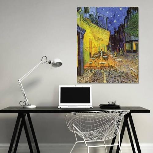 Πίνακας σε καμβά Van Gogh - Cafe-terrace on the place du forum arles at night 110x137 Τελαρωμένος καμβάς σε ξύλο με πάχος 2cm