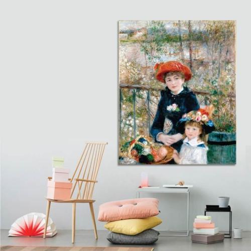 Πίνακας σε καμβά Renoir - The two Sisters, on the Terrace 100x123 Τελαρωμένος καμβάς σε ξύλο με πάχος 2cm