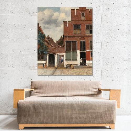 Πίνακας σε καμβά Vermeer - The Little Street 80x99 Τελαρωμένος καμβάς σε ξύλο με πάχος 2cm