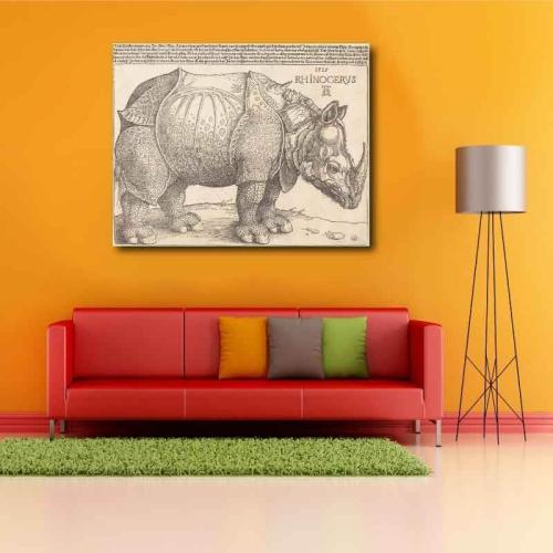 Πίνακας σε καμβά Albrecht Dürer - The Rhinoceros 153x120 Τελαρωμένος καμβάς σε ξύλο με πάχος 2cm