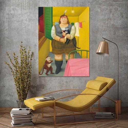Πίνακας σε καμβά Botero - Circus girl in her trailer 90x123 Τελαρωμένος καμβάς σε ξύλο με πάχος 2cm