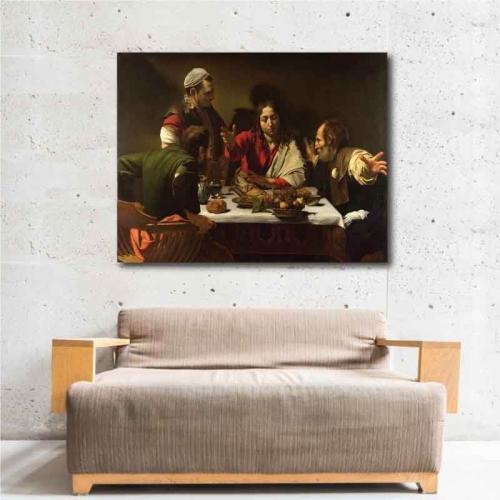 Πίνακας σε καμβά Caravaggio - Supper at Emmaus 154x109 Τελαρωμένος καμβάς σε ξύλο με πάχος 2cm