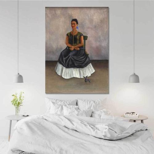 Πίνακας σε καμβά Frida Kahlo - Dog with Me 60x82 Τελαρωμένος καμβάς σε ξύλο με πάχος 2cm