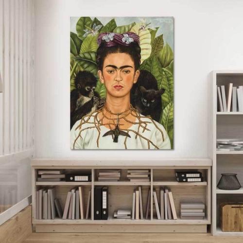Πίνακας σε καμβά Frida Kahlo - Selfportrait with thorn necklace 30x39 Τελαρωμένος καμβάς σε ξύλο με πάχος 2cm