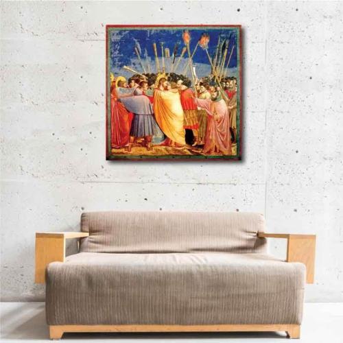 Πίνακας σε καμβά Giotto de Bandone - Kiss of Judas - 1304 90x90 Τελαρωμένος καμβάς σε ξύλο με πάχος 2cm