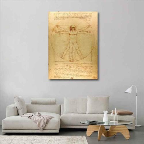 Πίνακας σε καμβά Leonardo Da Vinci - The Vitruvian Man 60x83 Τελαρωμένος καμβάς σε ξύλο με πάχος 2cm