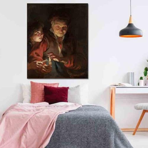 Πίνακας σε καμβά Peter Paul Rubens - Old Woman and Boy with Candles 90x111 Τελαρωμένος καμβάς σε ξύλο με πάχος 2cm