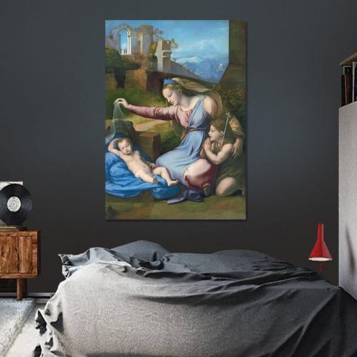 Πίνακας σε καμβά Raffaello - Madonna with the Blue Diadem 60x86 Τελαρωμένος καμβάς σε ξύλο με πάχος 2cm