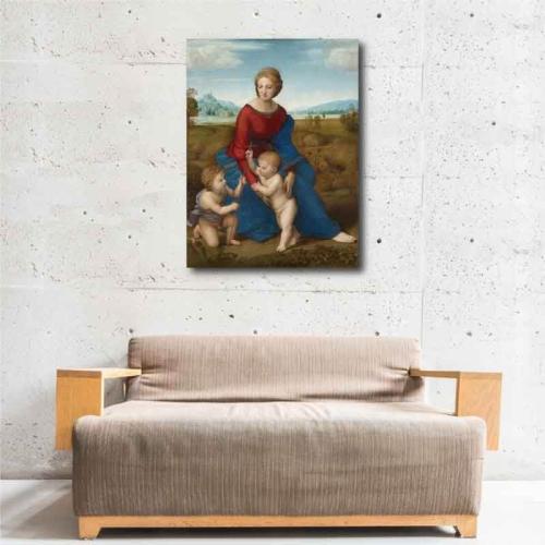 Πίνακας σε καμβά Raffaello Sanzio da Urbino - Madonna in the Meadow 60x77 Τελαρωμένος καμβάς σε ξύλο με πάχος 2cm