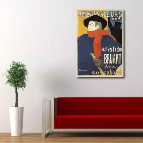 Πίνακας σε καμβά Toulouse Loutrec - Ambassadeurs Poster 120x173 Τελαρωμένος καμβάς σε ξύλο με πάχος 2cm