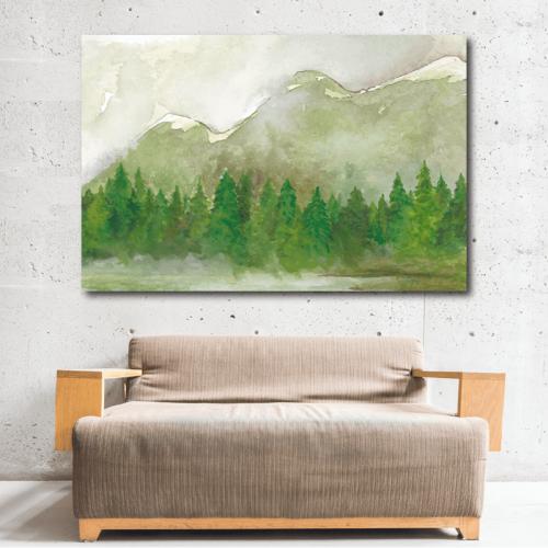 Πίνακας σε καμβά με Δάσος στο βουνό 90x135 Τελαρωμένος καμβάς σε ξύλο με πάχος 2cm