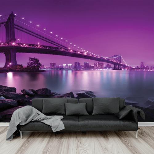 Ταπετσαρία τοίχου με το Purple Bridge 120x40 Ύφασμα