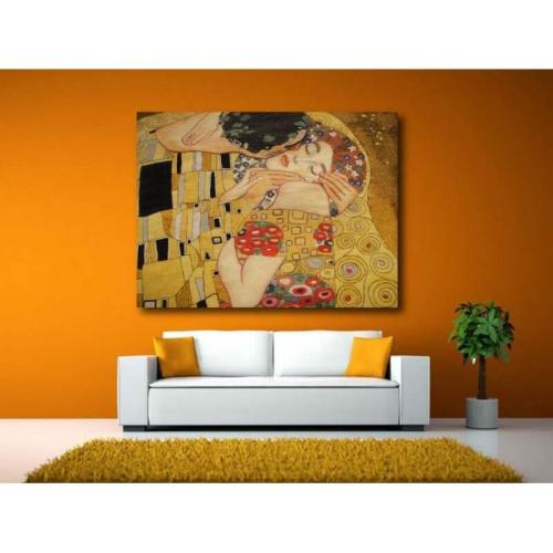 Πίνακας σε καμβά του Klimt The Kiss 90x135 Τελαρωμένος καμβάς σε ξύλο με πάχος 2cm
