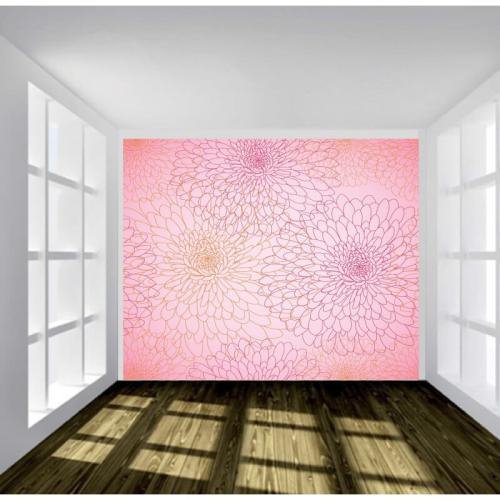 Tαπετσαρία τοίχου Ροζ φόντο με λουλούδια 100x100 Βινύλιο