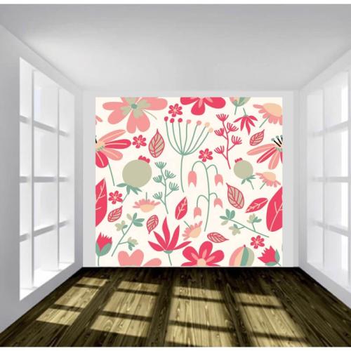 Ταπετσαρία τοίχου Διακοσμητικό σχέδιο με λουλούδια 140x140 Ύφασμα