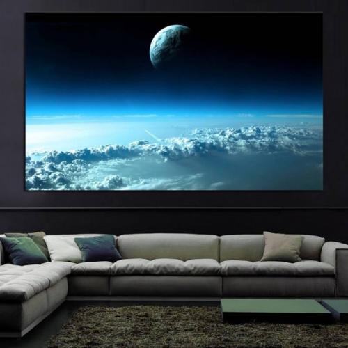 Πίνακας σε καμβά με Γη και σύννεφα 110x165 Τελαρωμένος καμβάς σε ξύλο με πάχος 2cm