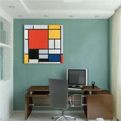 Πίνακας σε καμβά Piet Mondrian Σύνθεση 90x90 Τελαρωμένος καμβάς σε ξύλο με πάχος 2cm