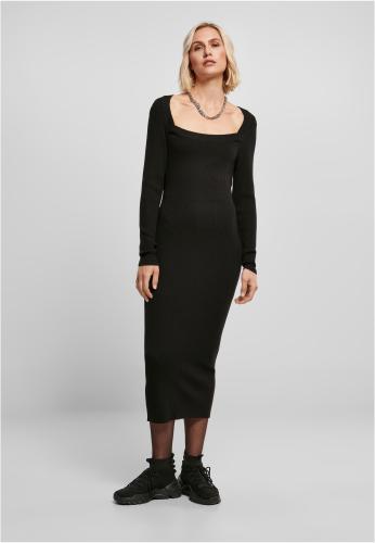 Women's long knitted dress in black