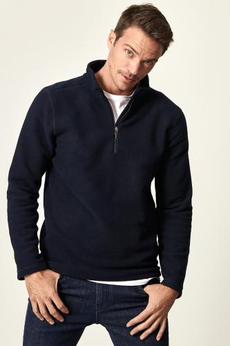 AC&Co / Altınyıldız Classics Men's Navy Blue Anti-pilling Anti-Pilling Standard Fit Bato Collar Cold-Proof Fleece Sweatshirt.