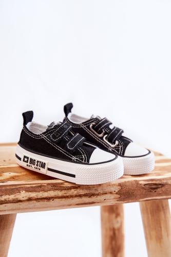 Παιδικά υφασμάτινα sneakers με Velcro BIG STAR KK374074 Ασπρόμαυρο