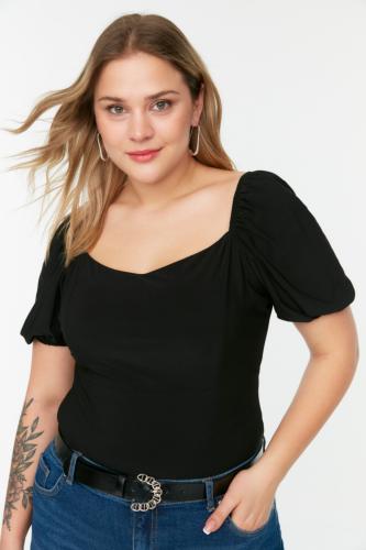 Trendyol Curve Plus Size Μπλούζα - Μαύρη - Κανονική εφαρμογή