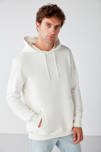 GRIMELANGE Jorge Men's Soft Fabric Hooded Corded Regular Fit Sweatshirt